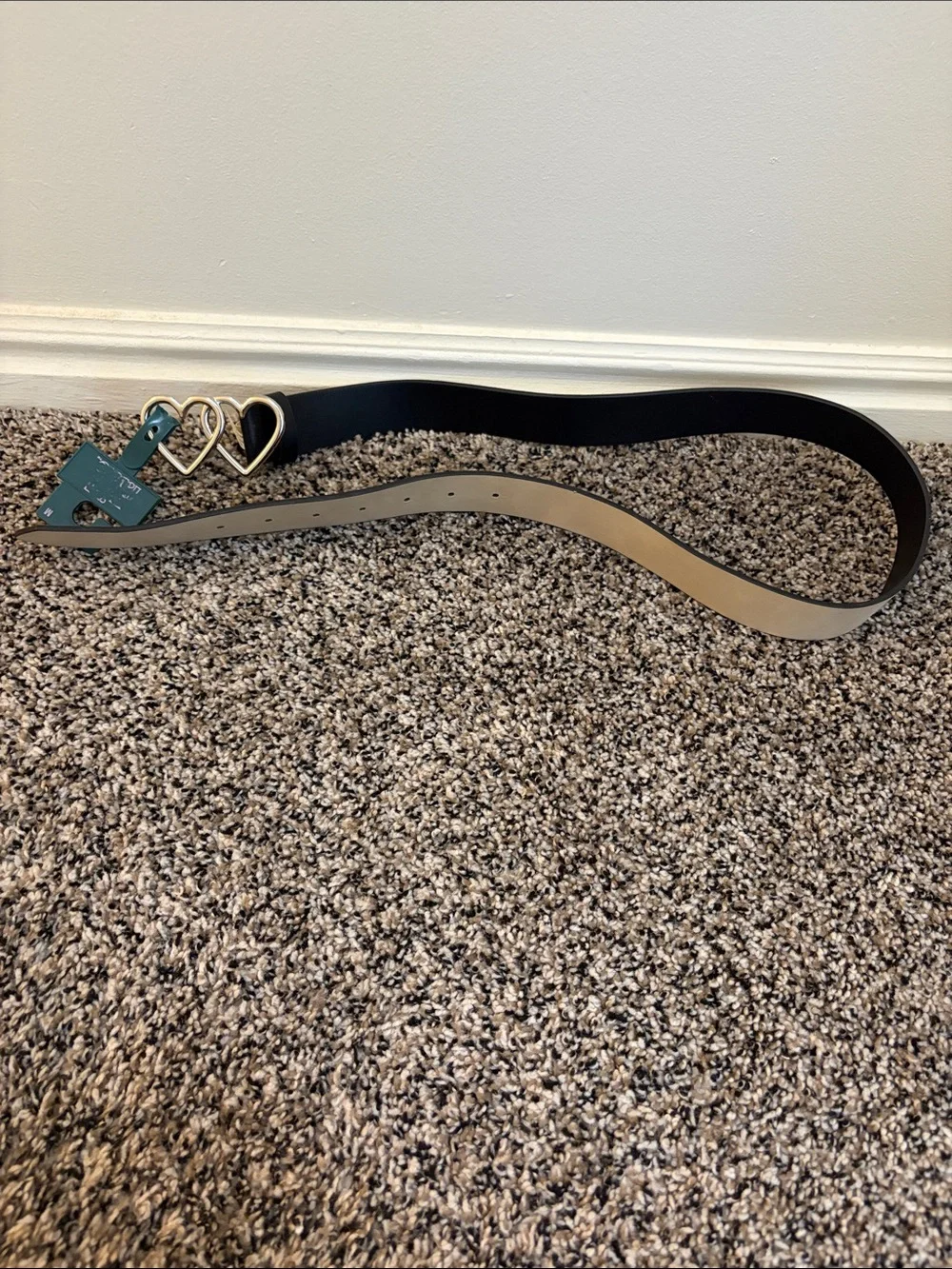 wild fable Black Belt with Gold Double Heart Buckle